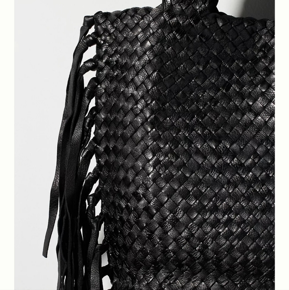 Anthropologie Woven Fringe Tote - black - Picture 2 of 7